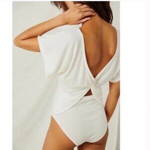 NEW Intimately Free People Martini with a Twist White Short Sleeve Bodysuit